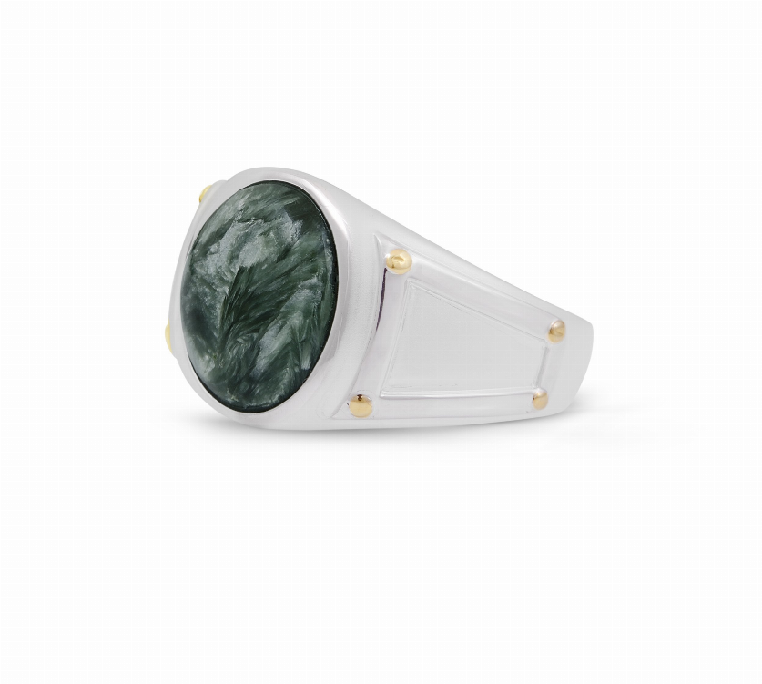 Seraphinite Iconic Stone Signet Ring in Sterling Silver Luv My Jewelry