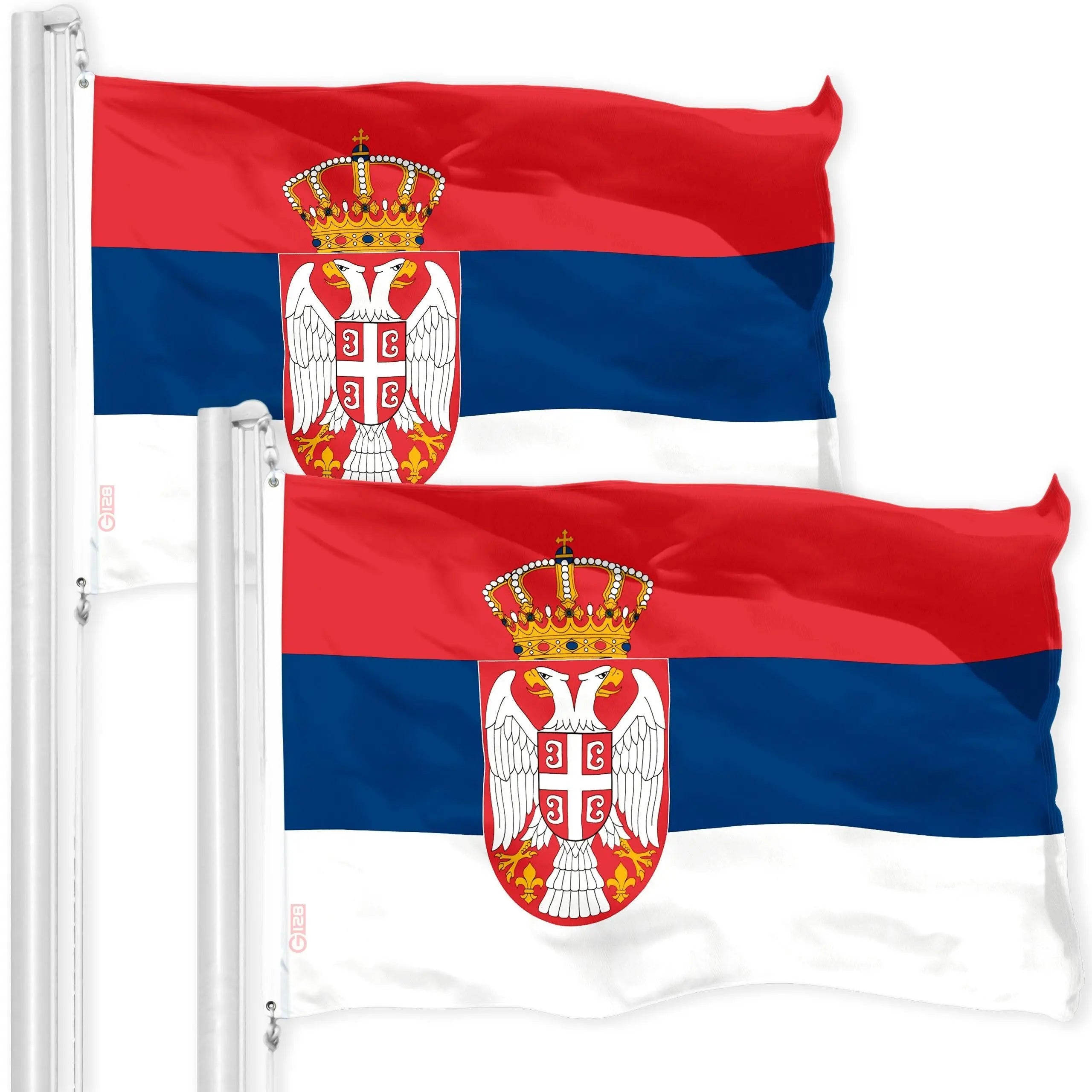 Serbia Serbian Flag 3x5 Ft 2-Pack 150D Printed Polyester By G128 G128