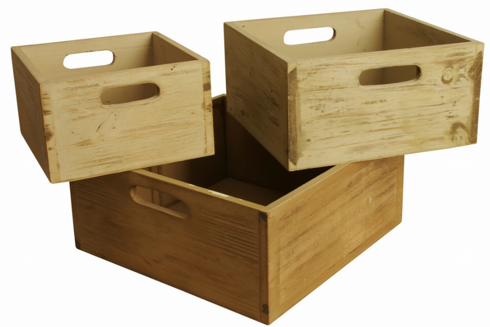 Set Of 3 Square Distressed Crates Wald Imports, Ltd.