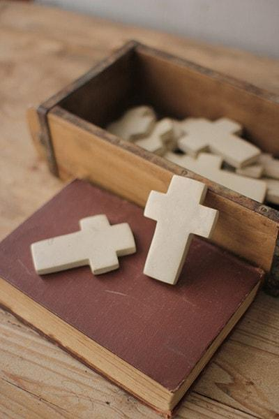 Set Of Six Hand Carved Stone Crosses Kalalou