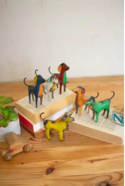 Set Of Six Recycled Metal Dogs Kalalou