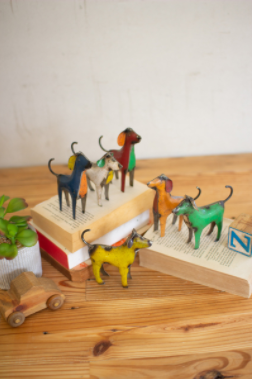 Set Of Six Recycled Metal Dogs Kalalou