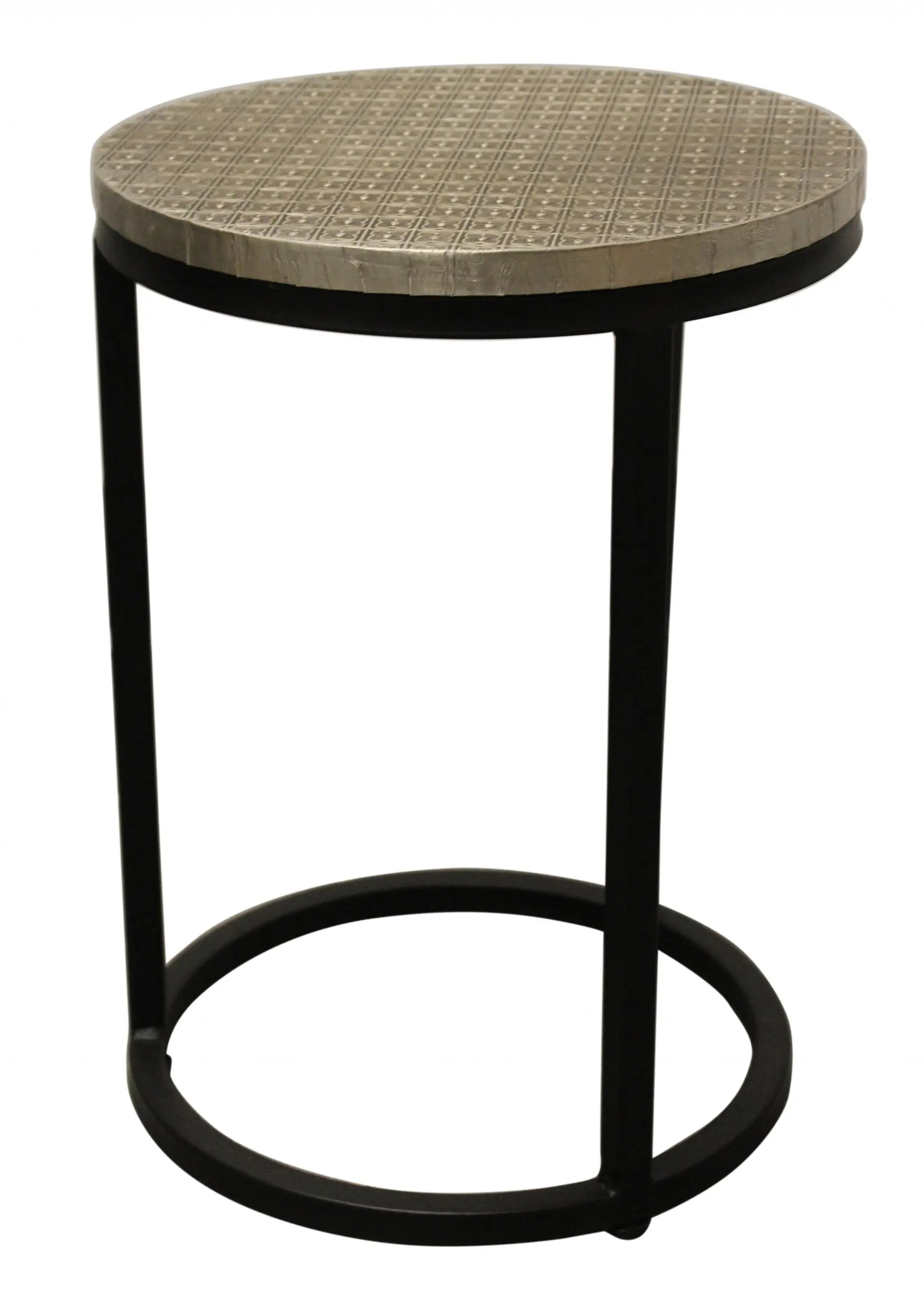Set Of Three 19" Black And Silver Round Nested Tables Homeroots Living Room