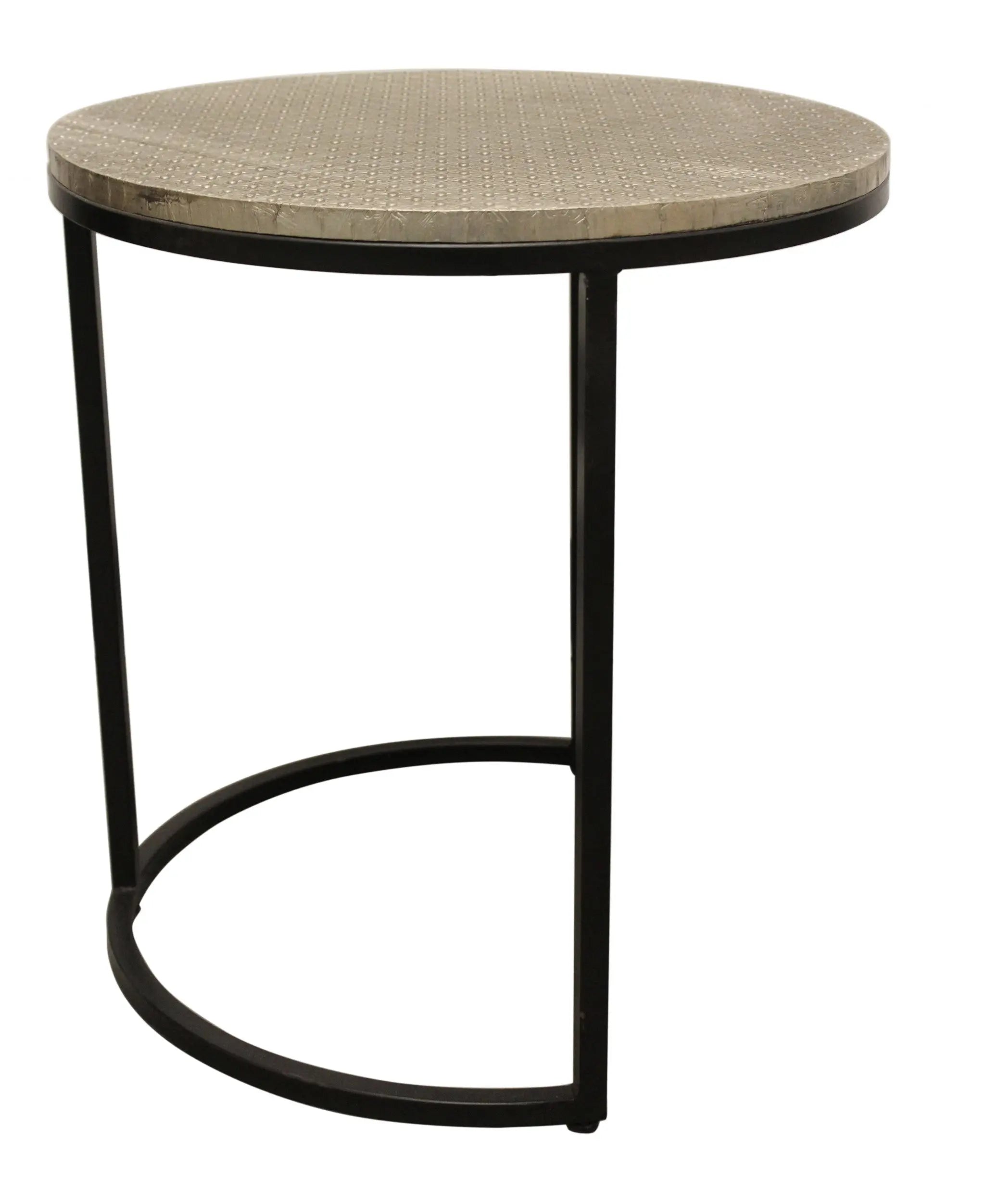 Set Of Three 19" Black And Silver Round Nested Tables Homeroots Living Room