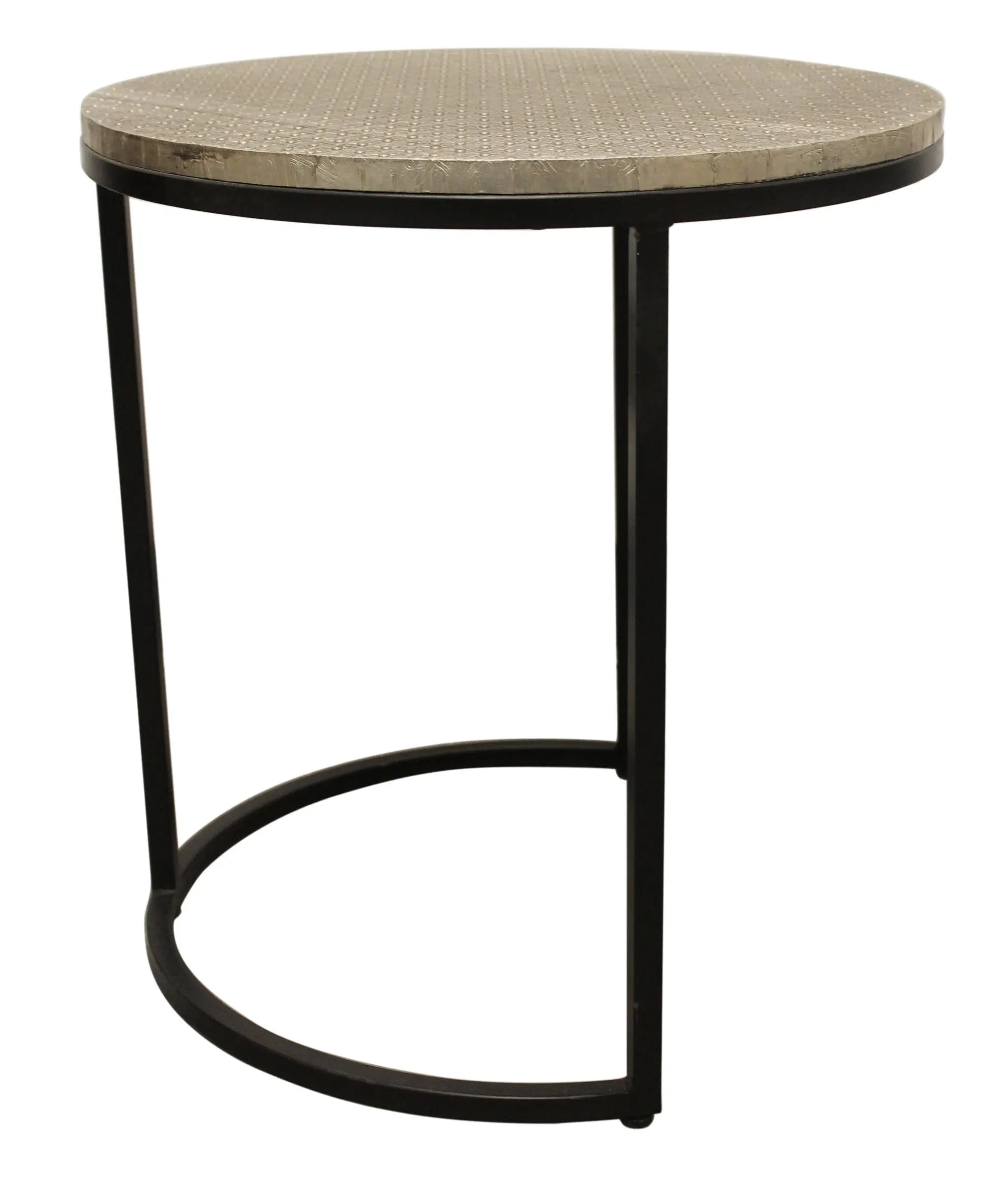 Set Of Three 19" Black And Silver Round Nested Tables Homeroots Living Room