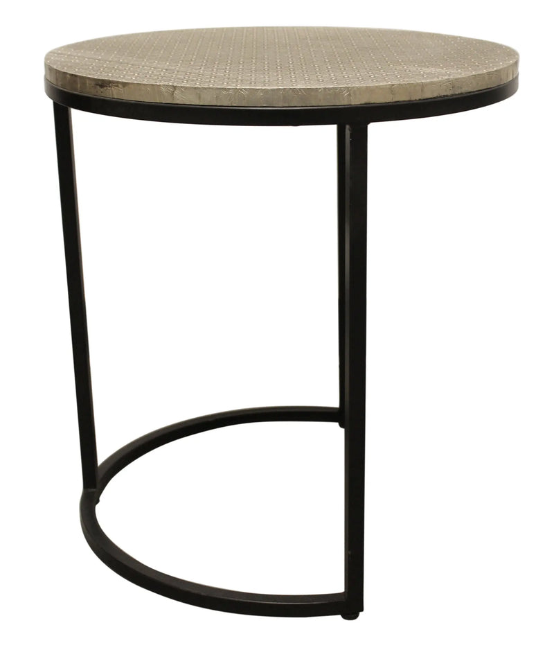 Set Of Three 19" Black And Silver Round Nested Tables Homeroots Living Room