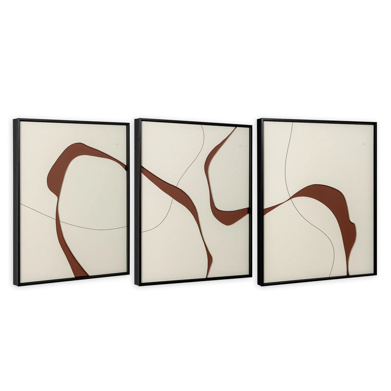 Set Of Three Natural Currents Light Brown Floater Frame Wall Art Homeroots Home Decor