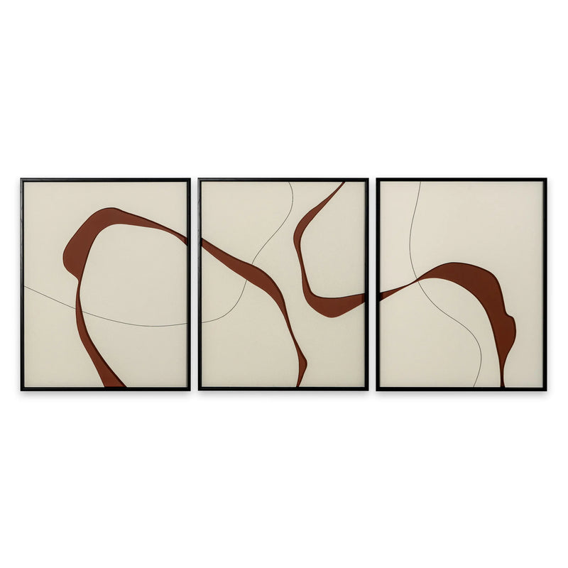 Set Of Three Natural Currents Light Brown Floater Frame Wall Art Homeroots Home Decor