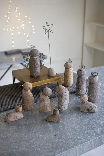 Set Of Twelve River Rock Nativity Scene Kalalou