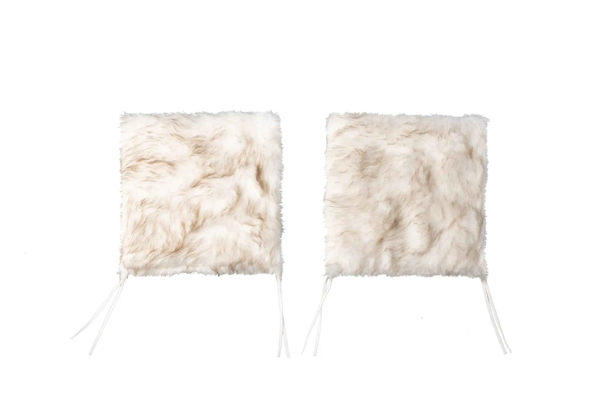 Set Of Two 17" X 17" Gradient Tan Faux Fur Dining Chair Pad Homeroots Kitchen & Dining