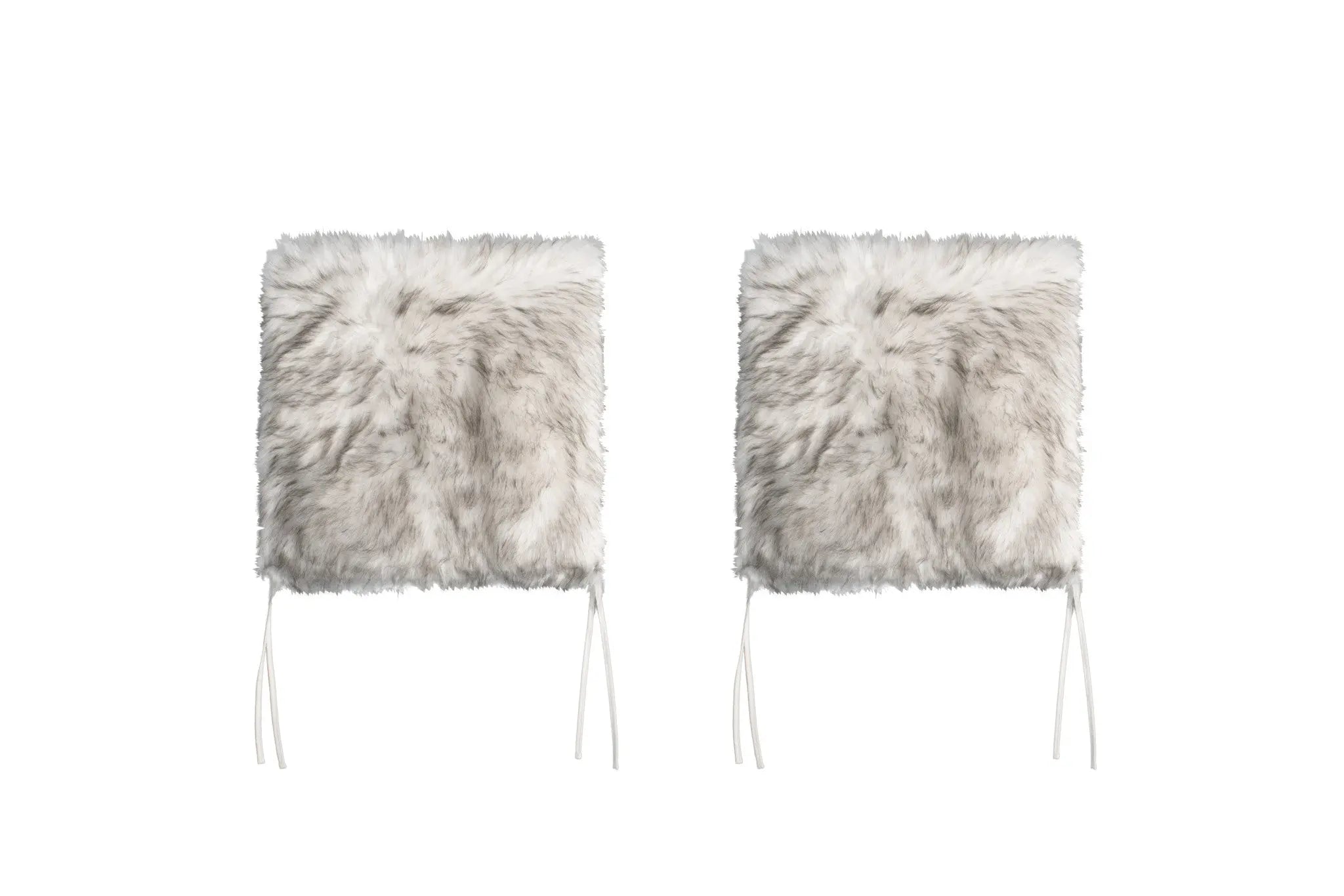 Set Of Two 17" X 17"  Ombre Grey Faux Fur Dining Chair Cushion Pads Homeroots Kitchen & Dining