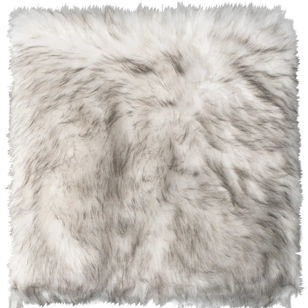 Set Of Two 17" X 17"  Ombre Grey Faux Fur Dining Chair Cushion Pads Homeroots Kitchen & Dining