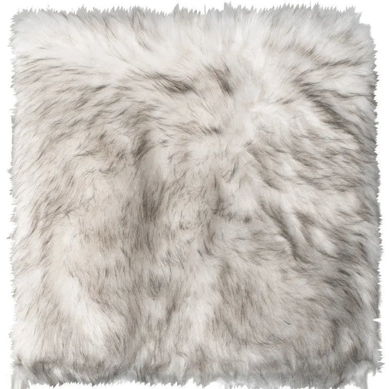 Set Of Two 17" X 17"  Ombre Grey Faux Fur Dining Chair Cushion Pads Homeroots Kitchen & Dining