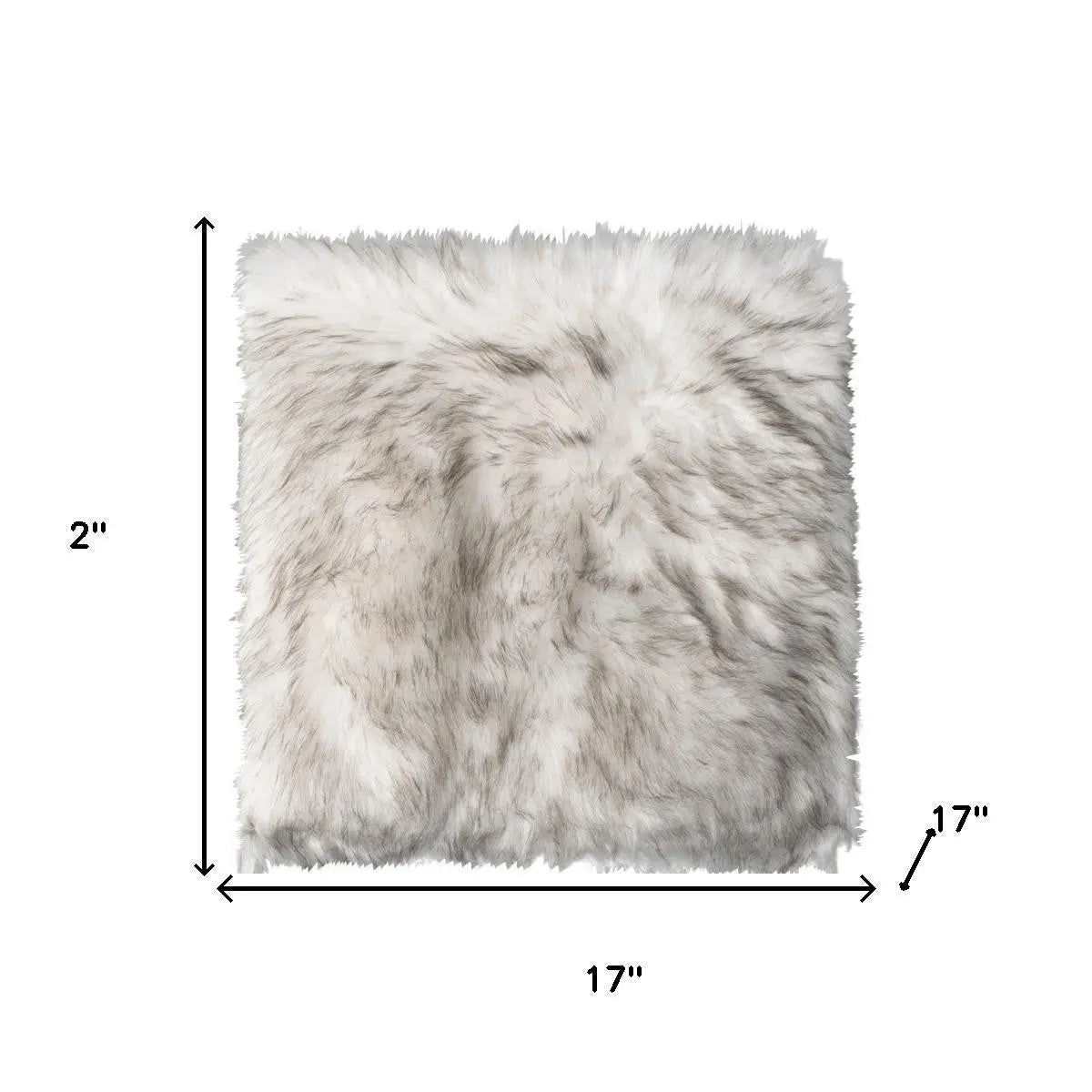 Set Of Two 17" X 17"  Ombre Grey Faux Fur Dining Chair Cushion Pads Homeroots Kitchen & Dining