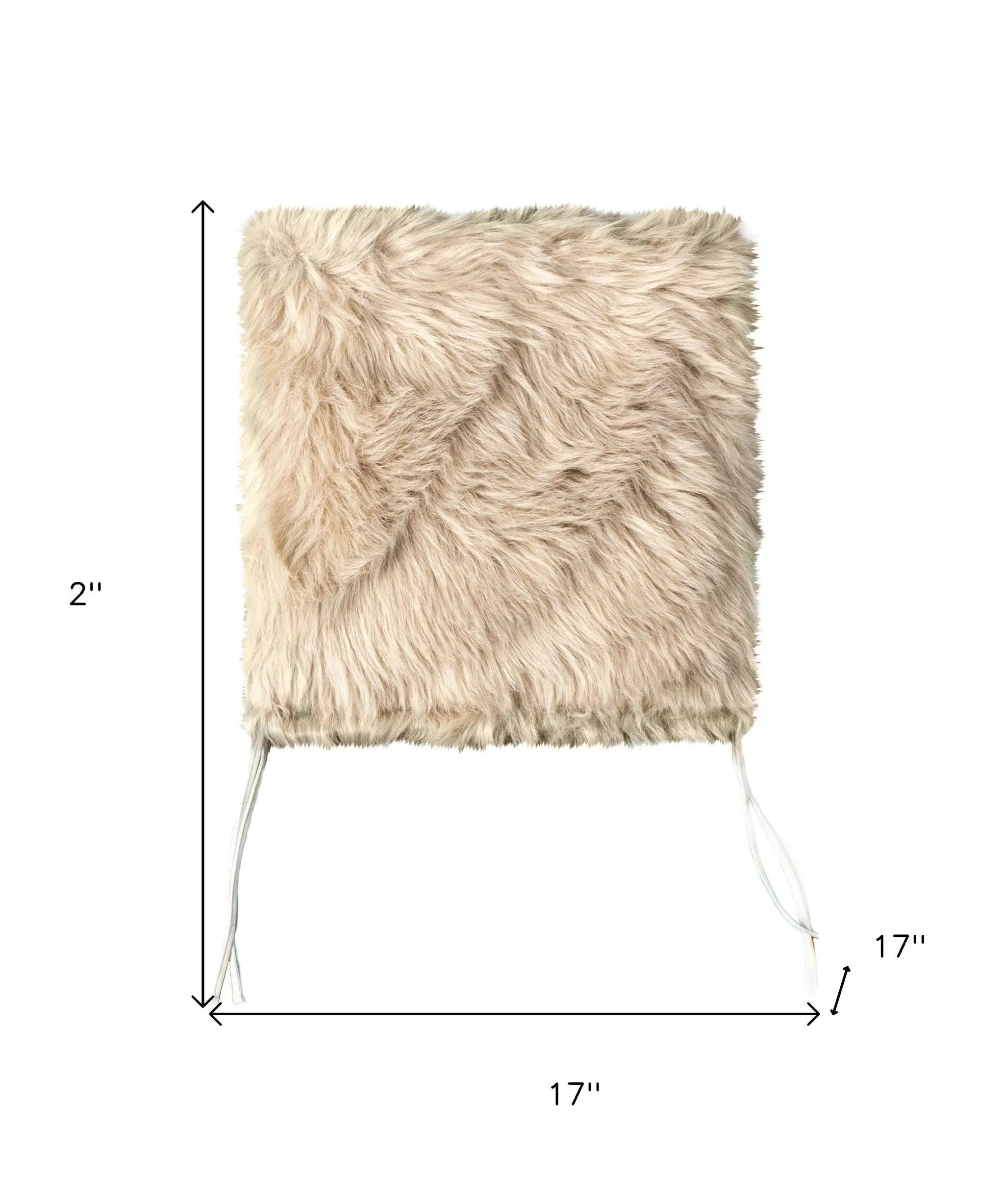 Set Of Two 17" X 17" Taupe Faux Fur Solid Color Dining Chair Pads Homeroots Kitchen & Dining