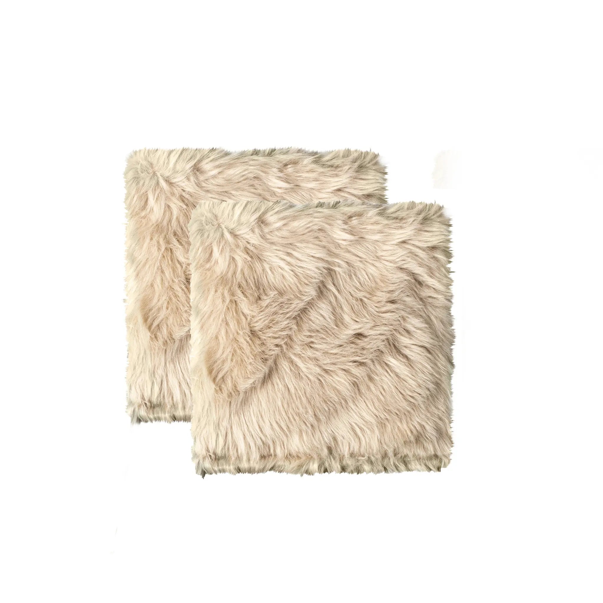 Set Of Two 17" X 17" Taupe Faux Fur Solid Color Dining Chair Pads Homeroots Kitchen & Dining