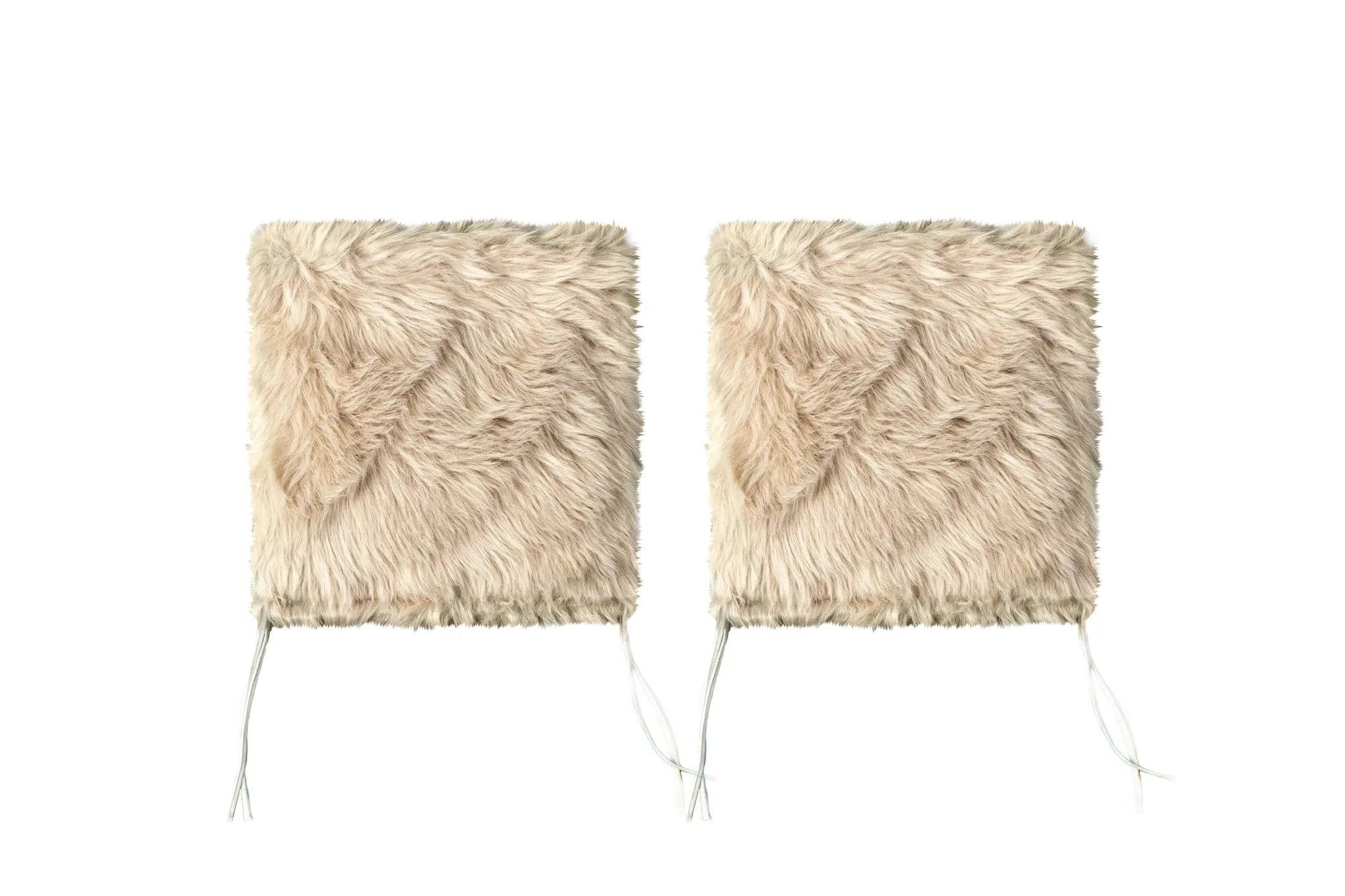 Set Of Two 17" X 17" Taupe Faux Fur Solid Color Dining Chair Pads Homeroots Kitchen & Dining