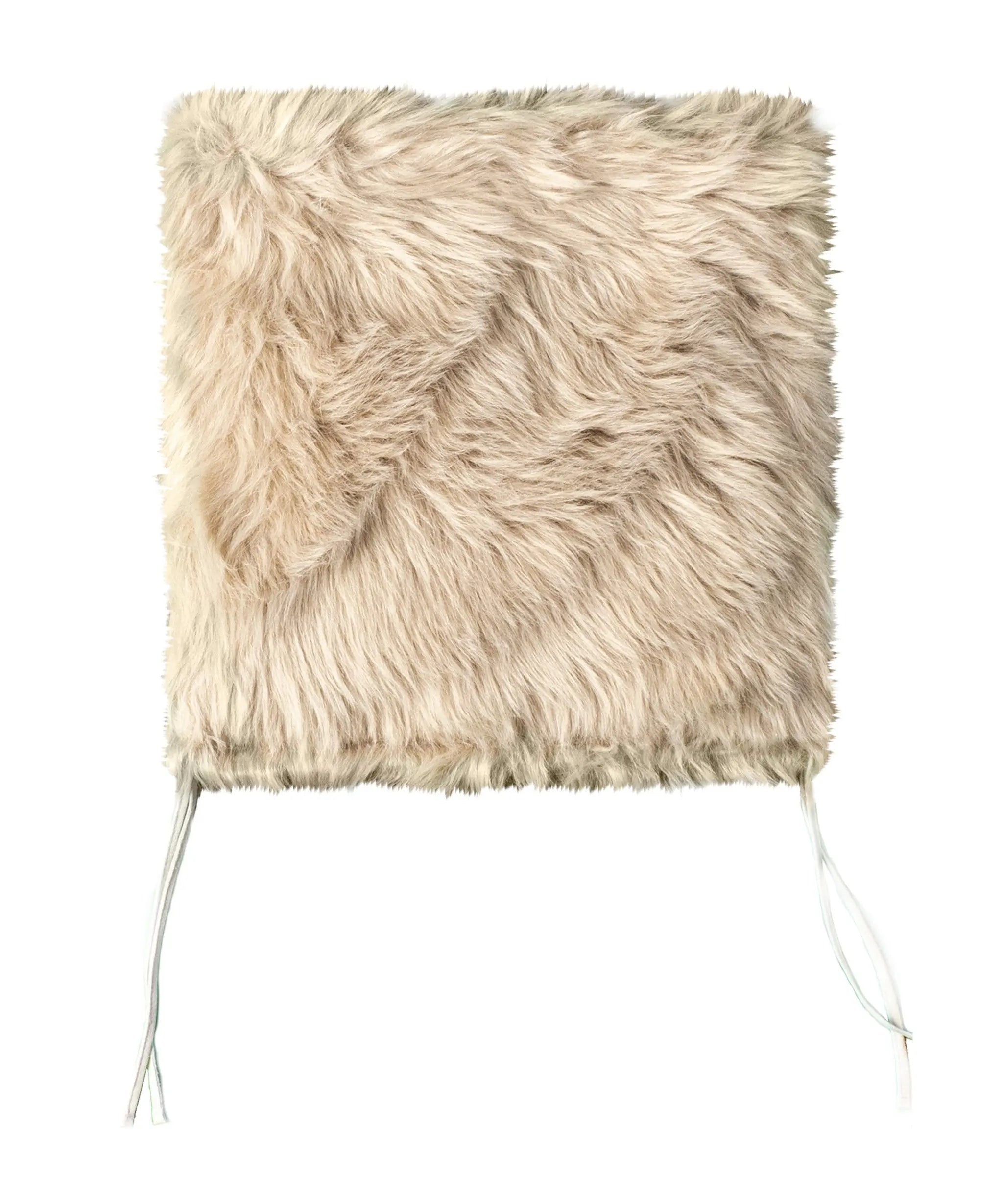 Set Of Two 17" X 17" Taupe Faux Fur Solid Color Dining Chair Pads Homeroots Kitchen & Dining