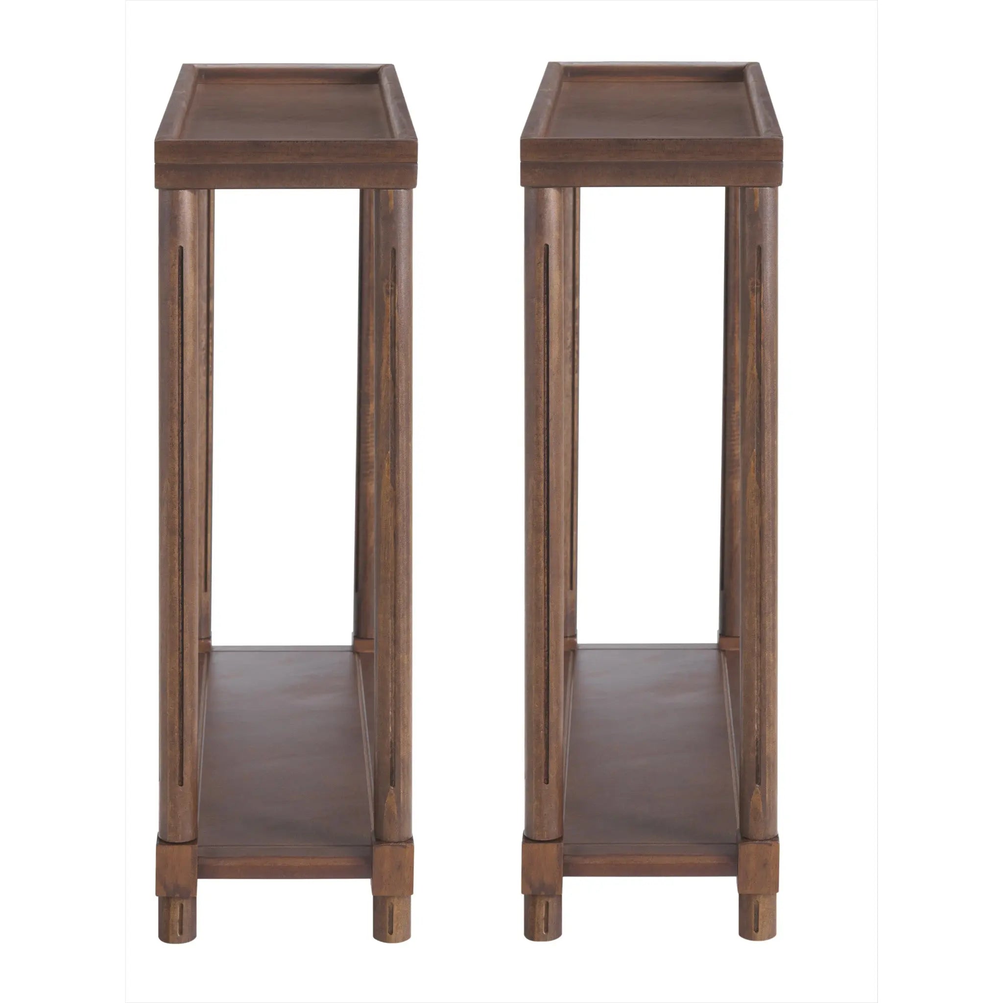 Set Of Two 24" Brown Wood Rectangular End Tables With Shelf Homeroots Living Room