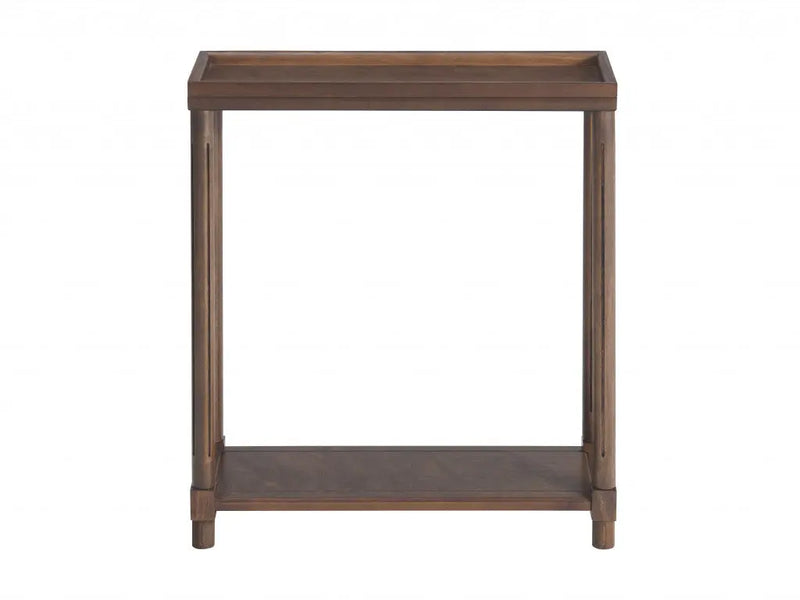 Set Of Two 24" Brown Wood Rectangular End Tables With Shelf Homeroots Living Room