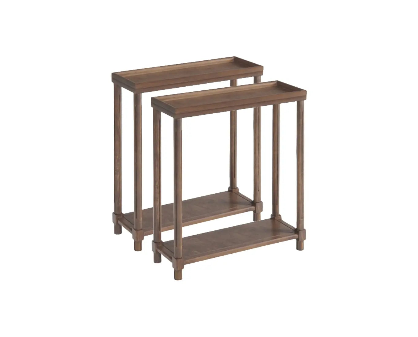Set Of Two 24" Brown Wood Rectangular End Tables With Shelf Homeroots Living Room