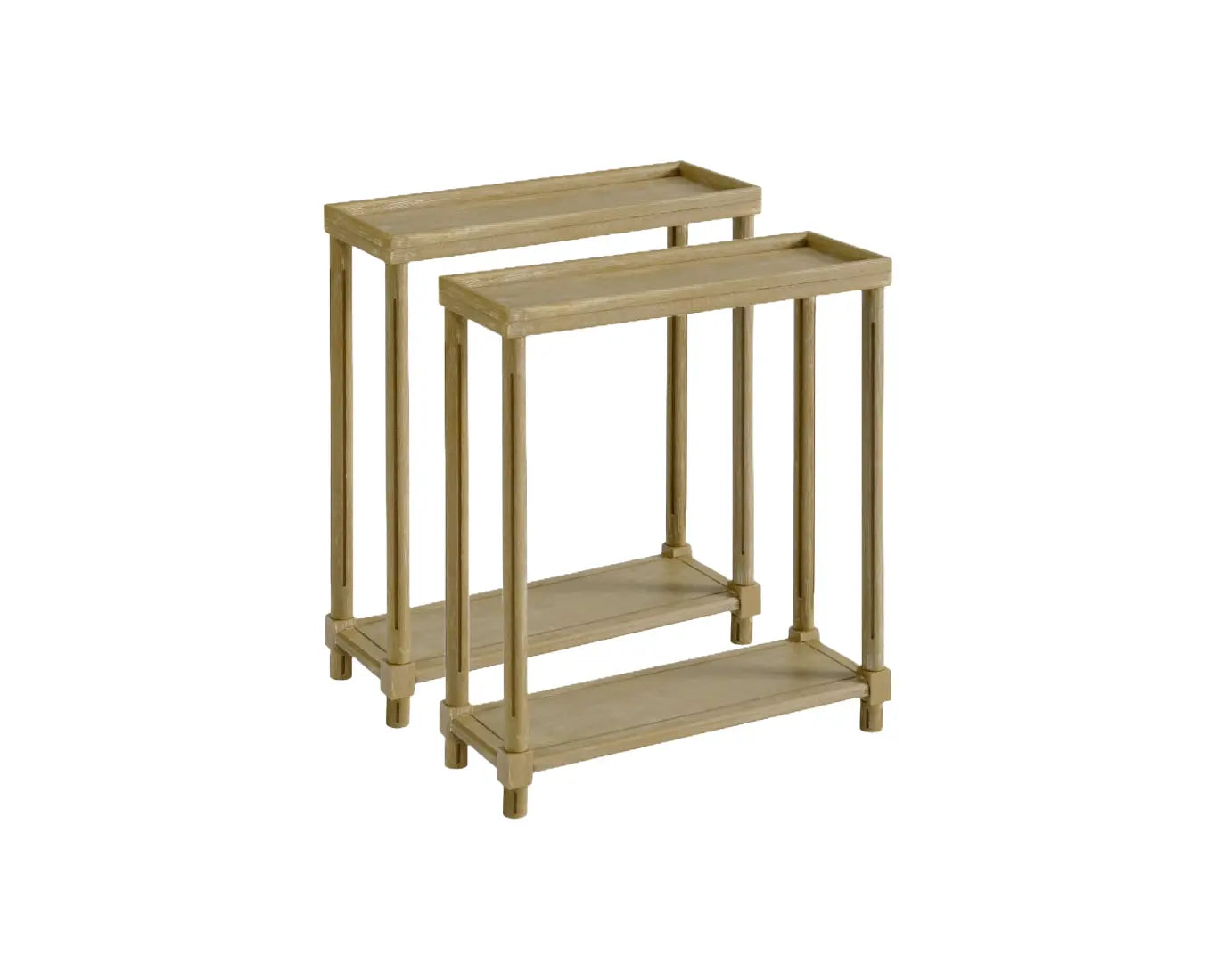 Set Of Two 24" Oak Brown Wood Rectangular End Tables With Shelf Homeroots Living Room