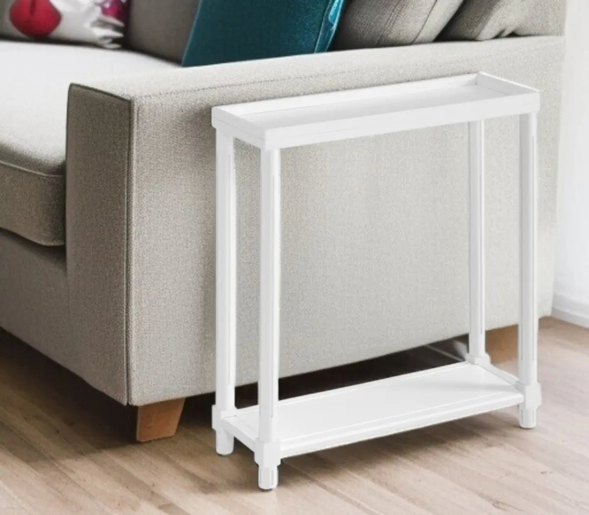 Set Of Two 24" White Wood Rectangular End Tables With Shelf Homeroots Living Room