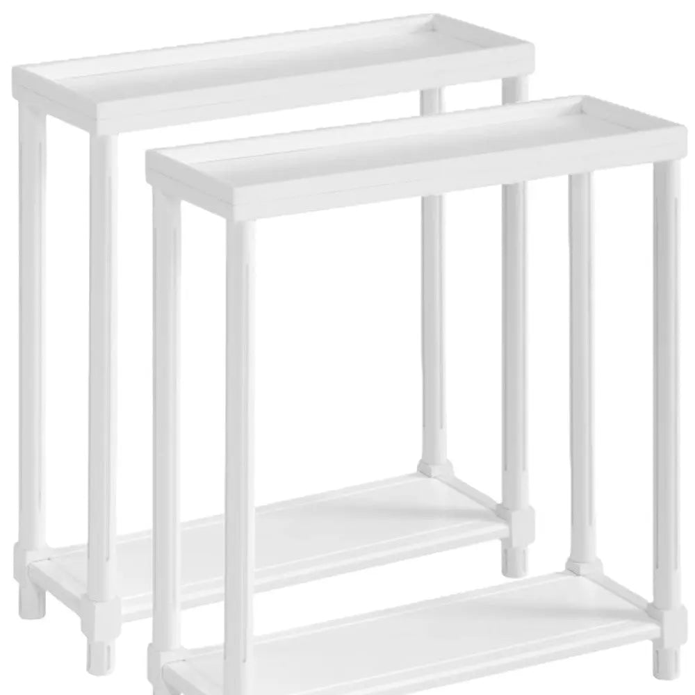 Set Of Two 24" White Wood Rectangular End Tables With Shelf Homeroots Living Room