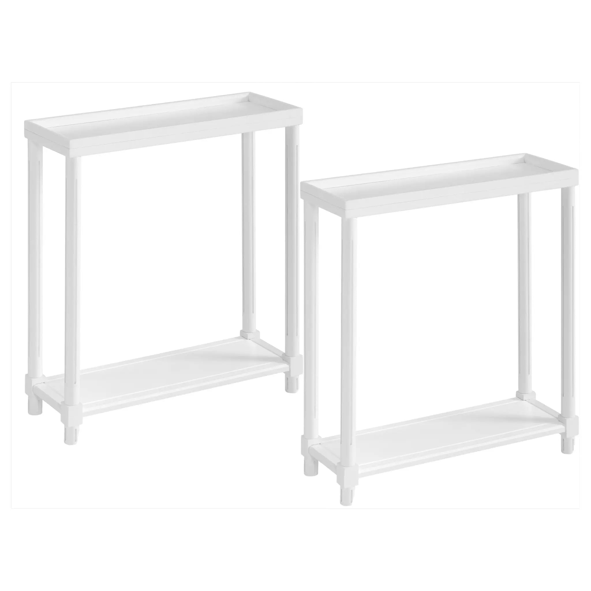 Set Of Two 24" White Wood Rectangular End Tables With Shelf Homeroots Living Room