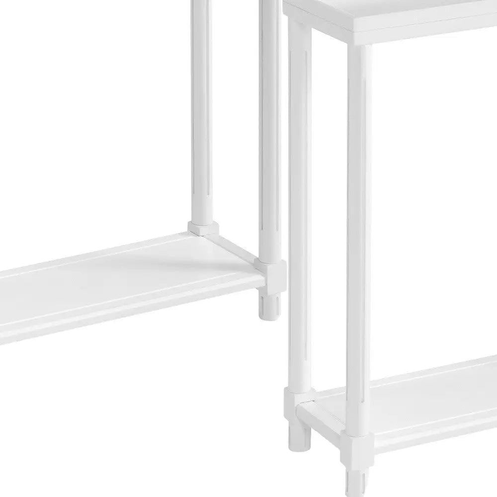 Set Of Two 24" White Wood Rectangular End Tables With Shelf Homeroots Living Room