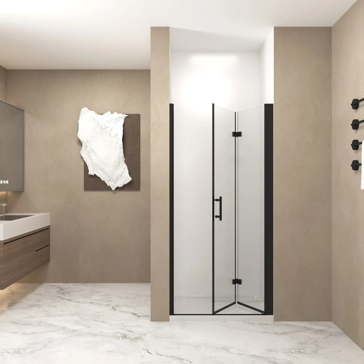 Set Of Two Aluminum and Tempered Glass Shower Doors Homeroots Bed & Bath