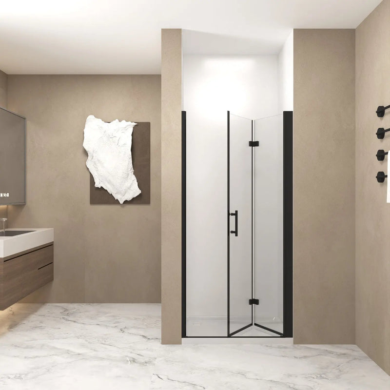 Set Of Two Aluminum and Tempered Glass Shower Doors Homeroots Bed & Bath