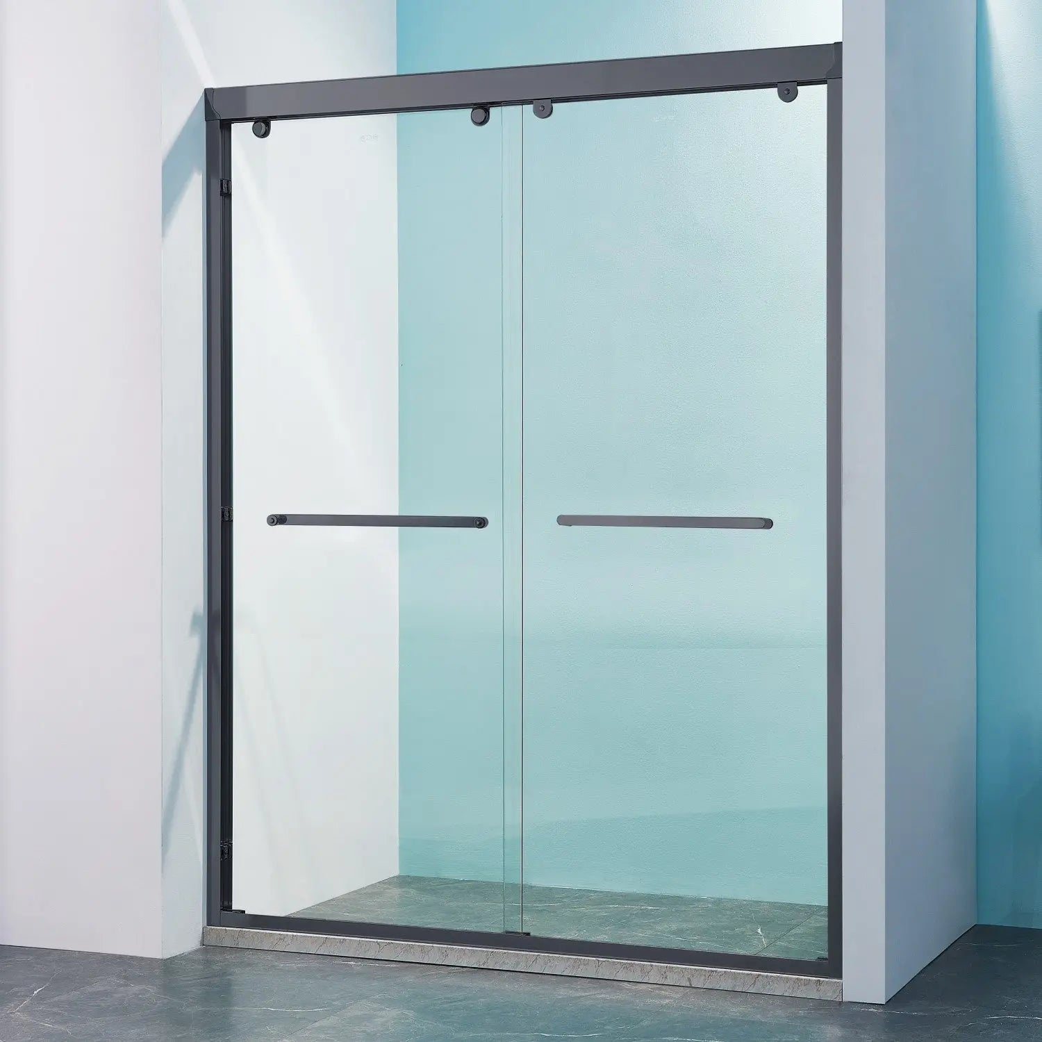 Set Of Two Aluminum and Tempered Glass Shower Doors Homeroots Bed & Bath