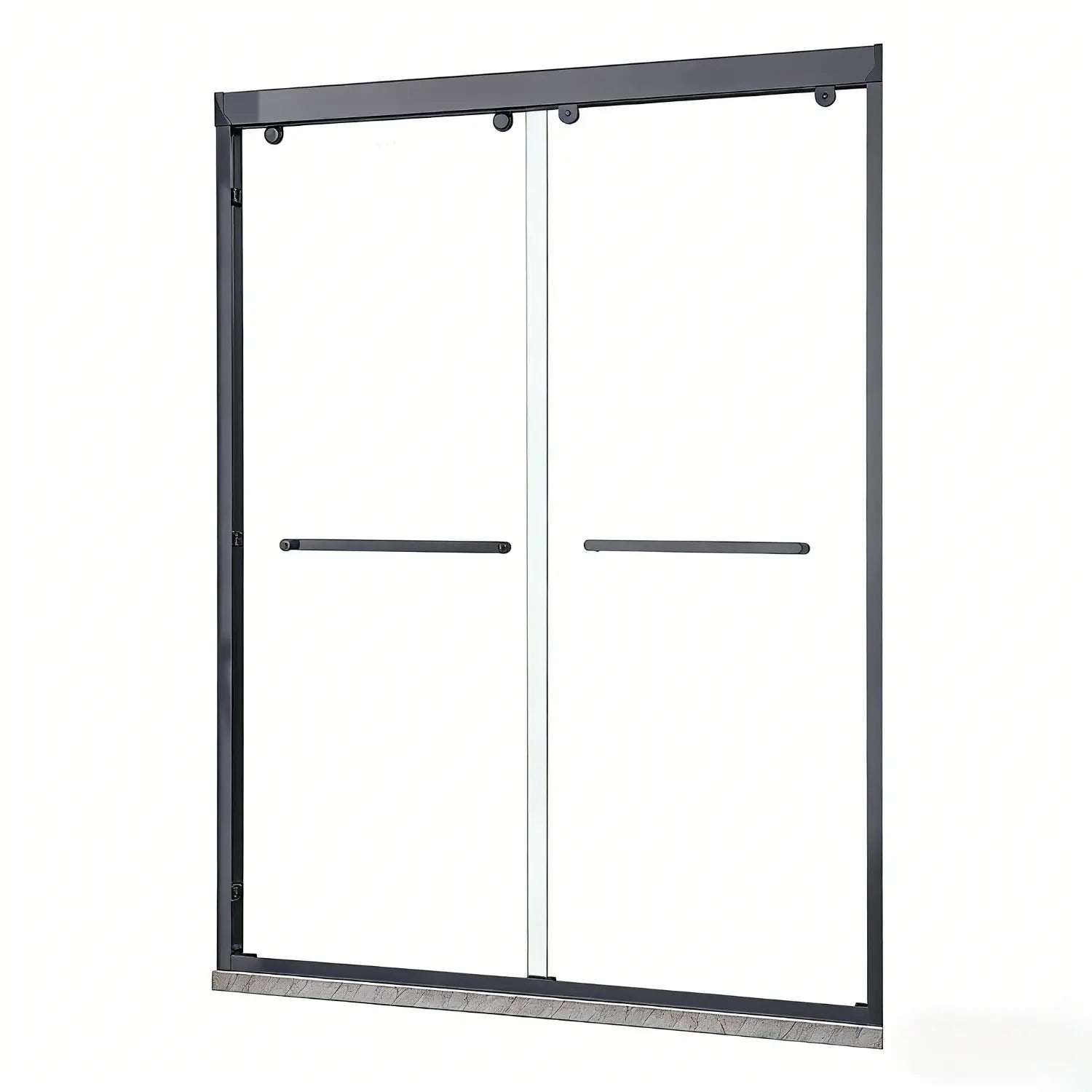 Set Of Two Aluminum and Tempered Glass Shower Doors Homeroots Bed & Bath