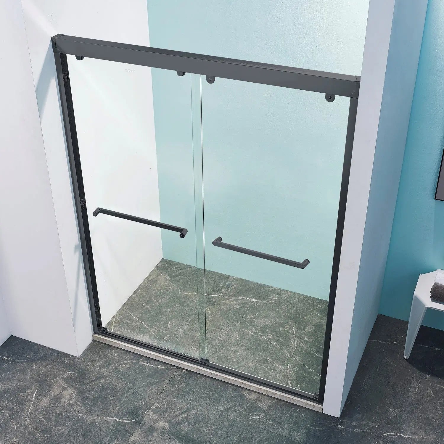Set Of Two Aluminum and Tempered Glass Shower Doors Homeroots Bed & Bath