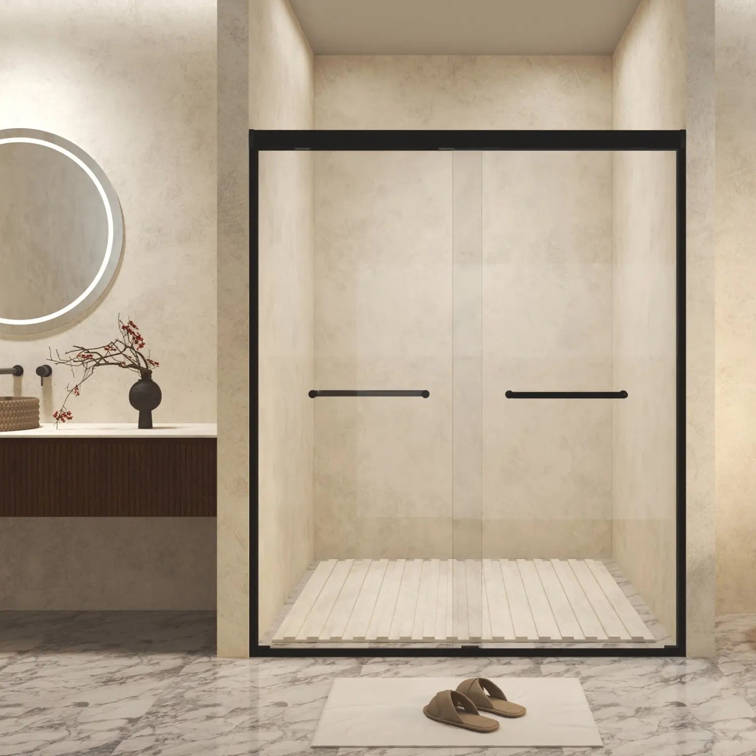 Set Of Two Aluminum and Tempered Glass Shower Doors Homeroots Bed & Bath