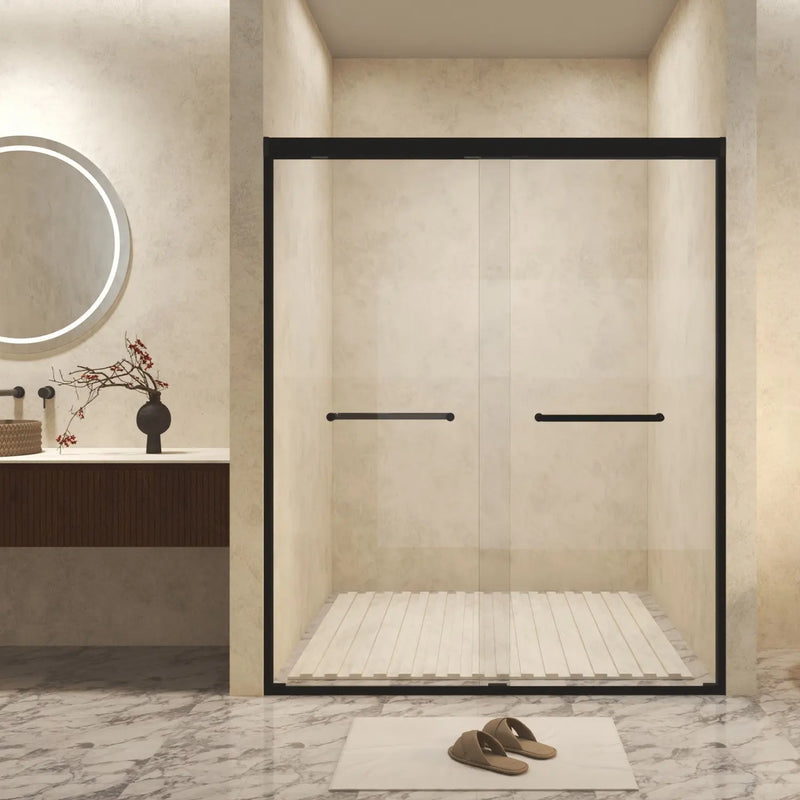 Set Of Two Aluminum and Tempered Glass Shower Doors Homeroots Bed & Bath