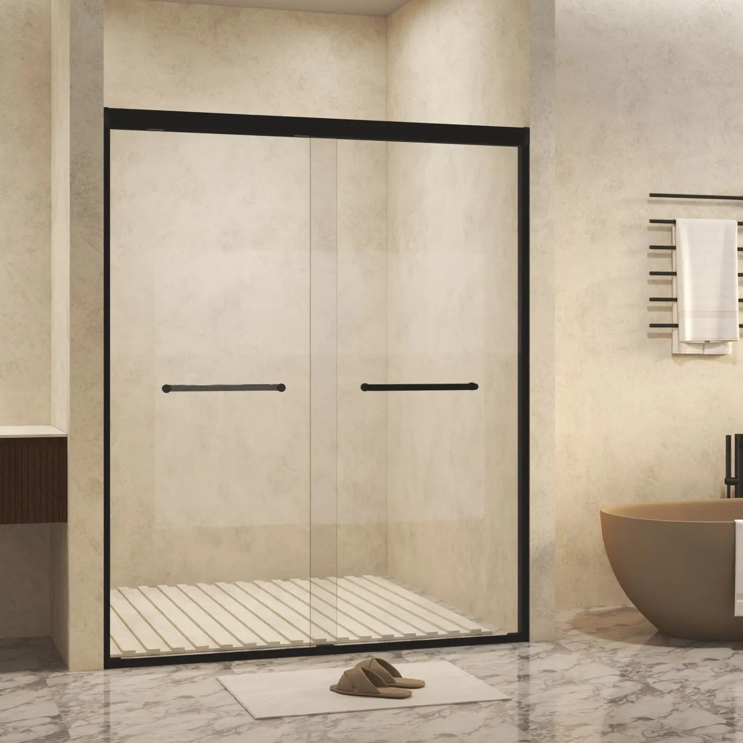 Set Of Two Aluminum and Tempered Glass Shower Doors Homeroots Bed & Bath