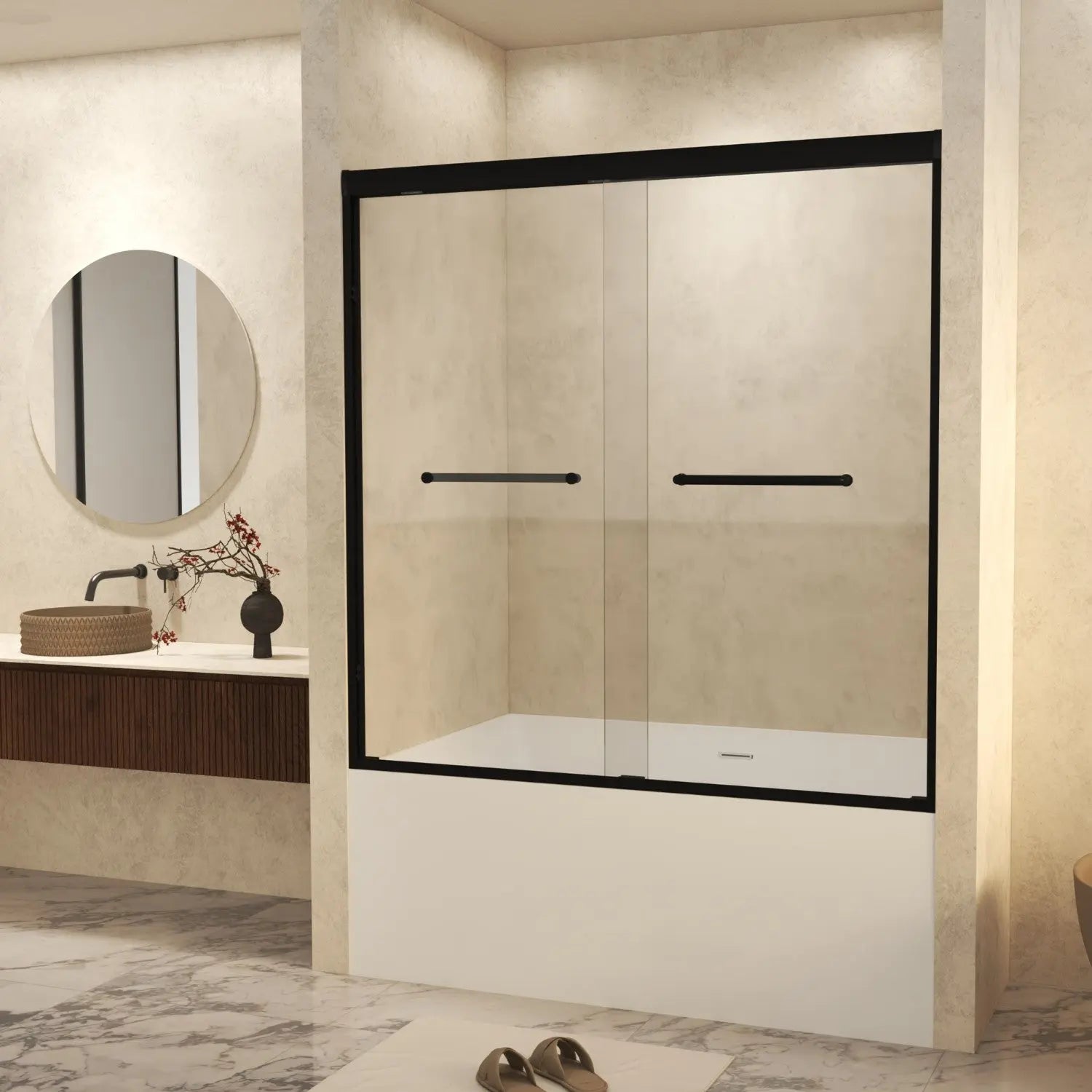 Set Of Two Aluminum and Tempered Glass Shower Doors Homeroots Bed & Bath