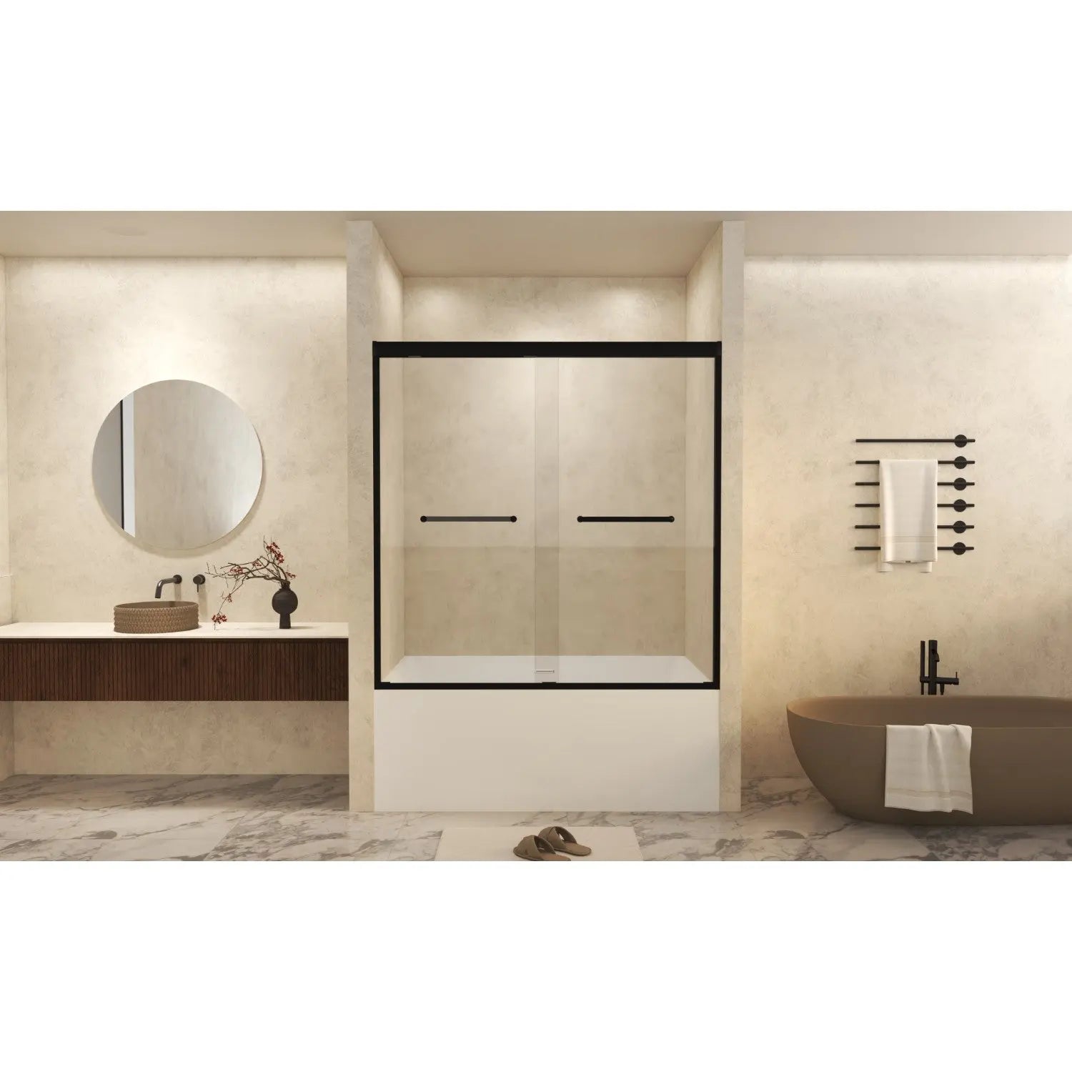 Set Of Two Aluminum and Tempered Glass Shower Doors Homeroots Bed & Bath