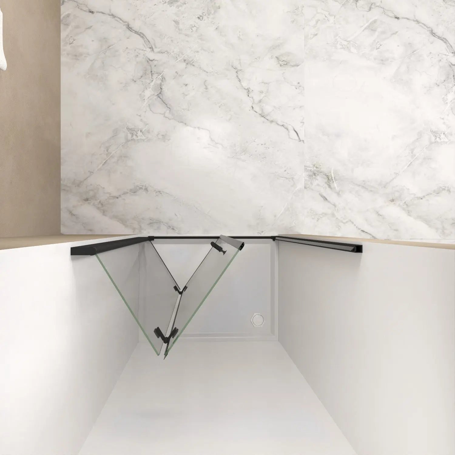 Set Of Two Aluminum and Tempered Glass Shower Doors Homeroots Bed & Bath