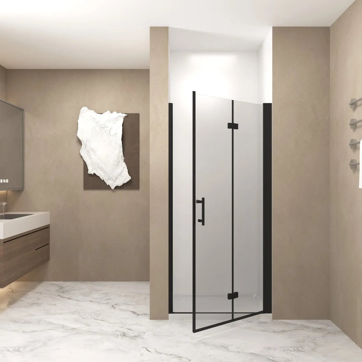 Set Of Two Aluminum and Tempered Glass Shower Doors Homeroots Bed & Bath