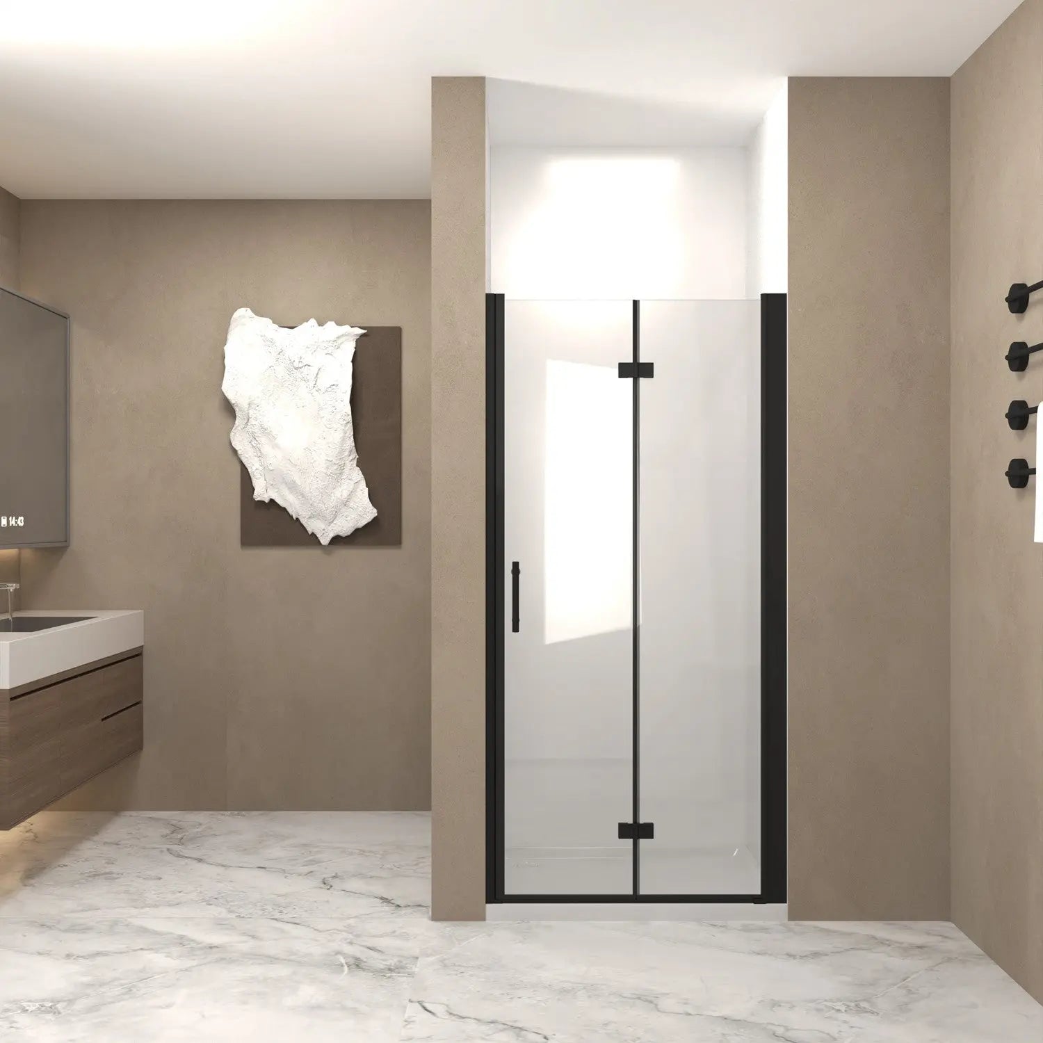 Set Of Two Aluminum and Tempered Glass Shower Doors Homeroots Bed & Bath