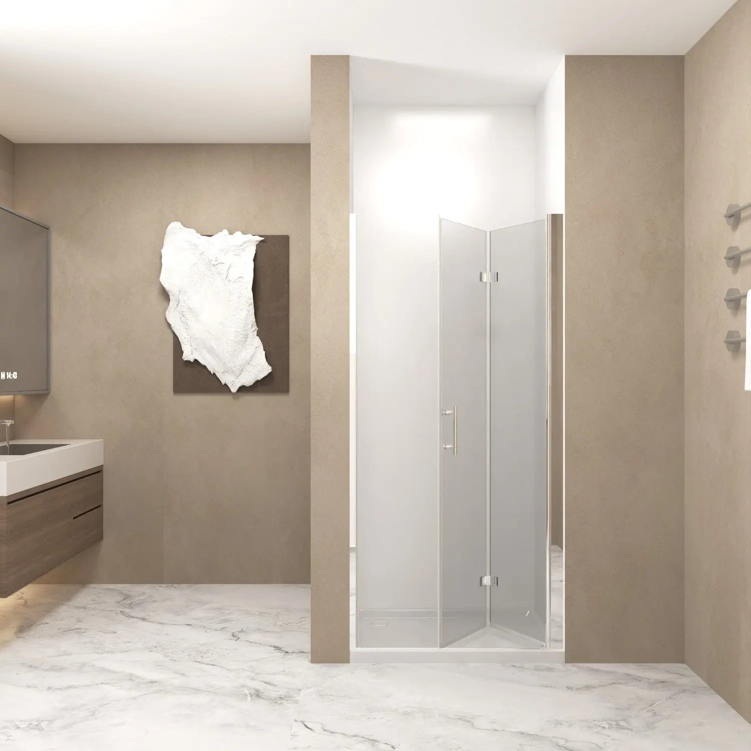 Set Of Two Aluminum and Tempered Glass Shower Doors Homeroots Bed & Bath