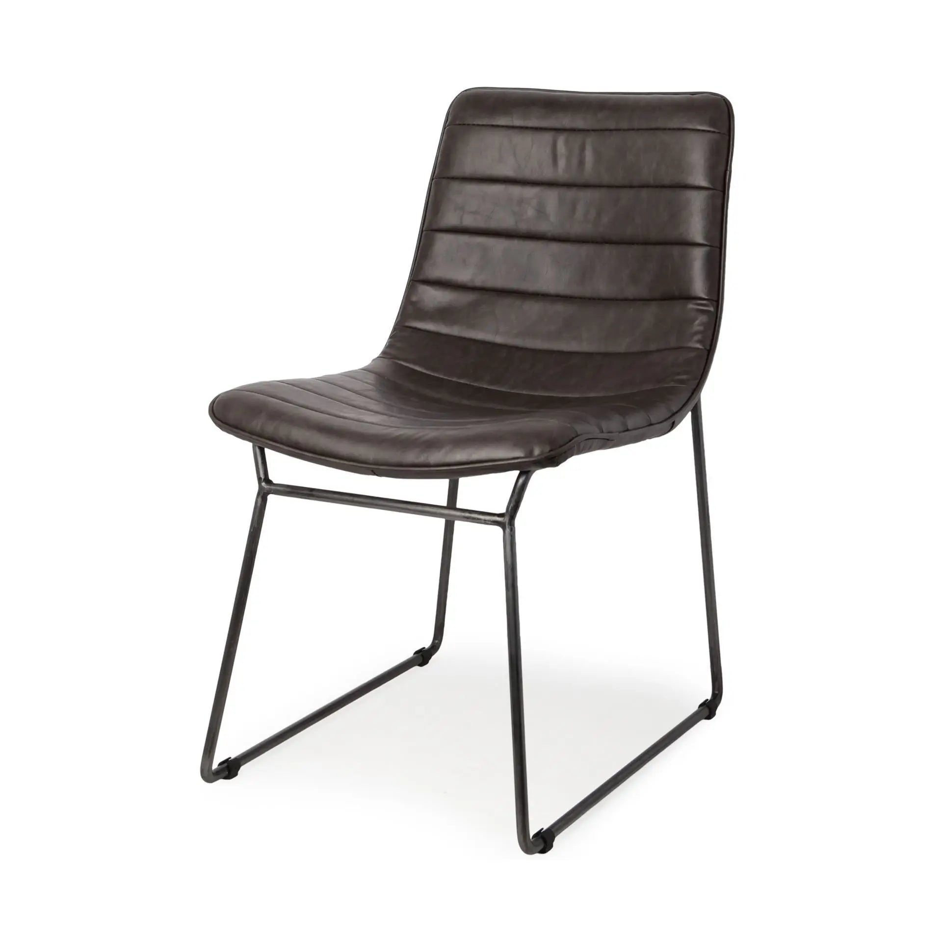 Set Of Two Black Upholstered Faux leather Side Chairs Homeroots Kitchen & Dining