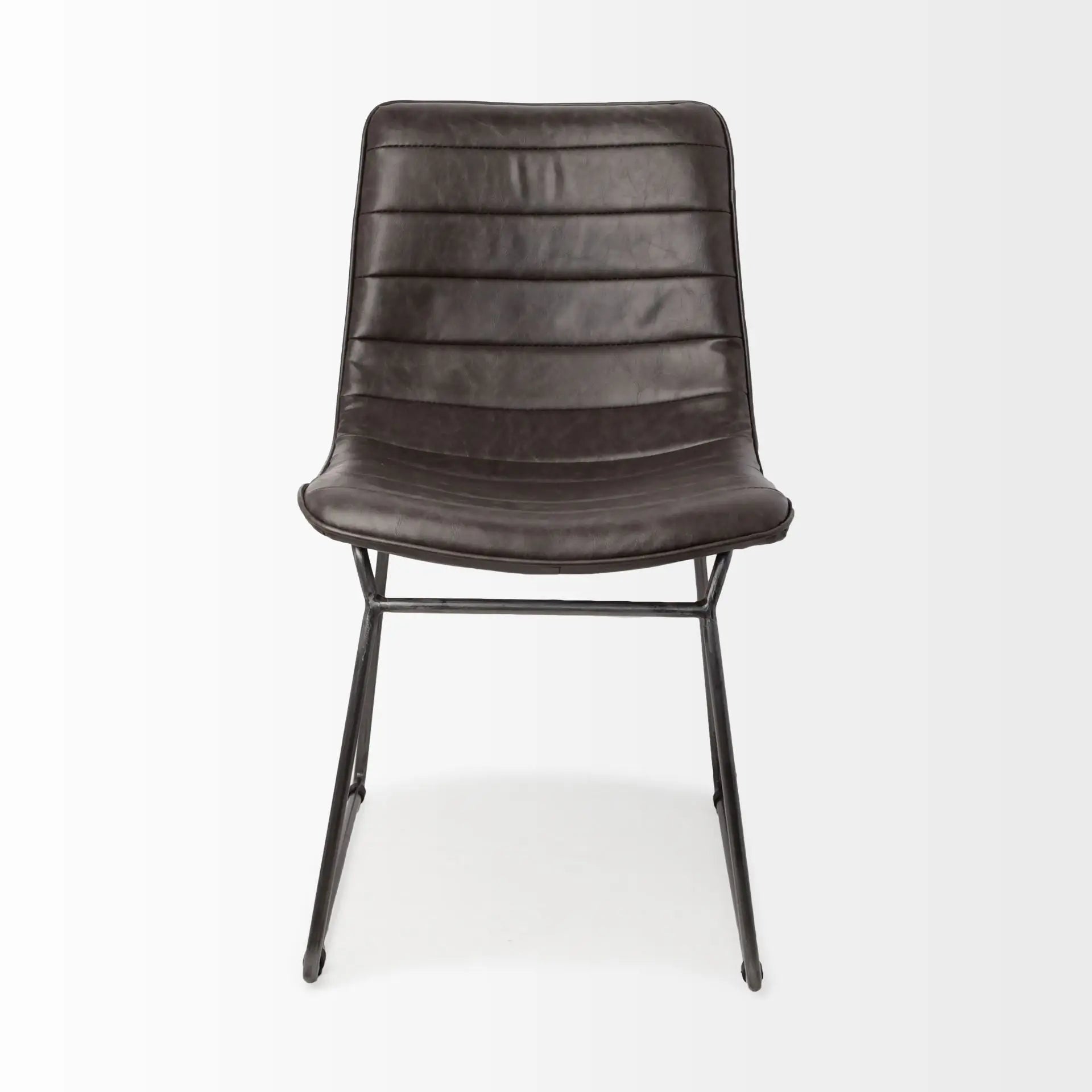 Set Of Two Black Upholstered Faux leather Side Chairs Homeroots Kitchen & Dining