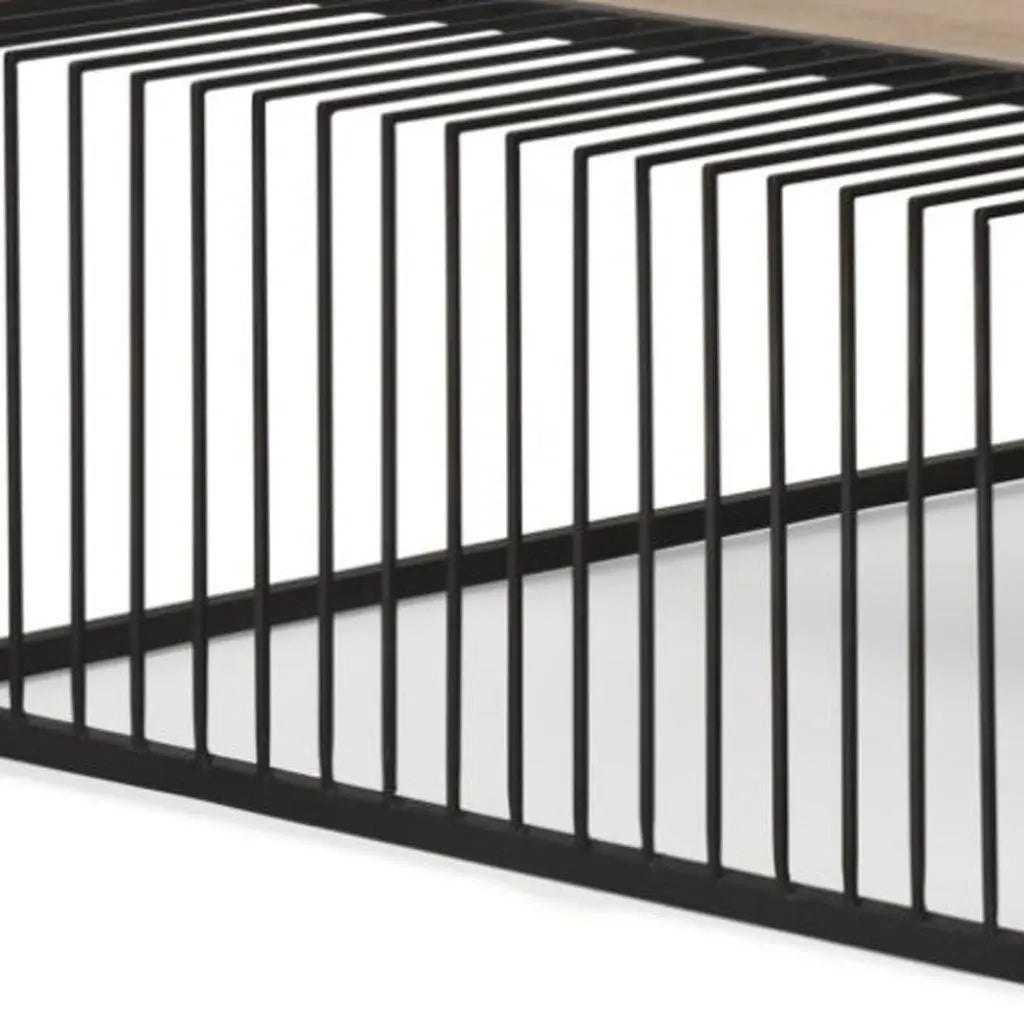 Set Of Two Brown and Black Solid Wood and Iron Square Frame Nested Coffee Tables Homeroots Living Room