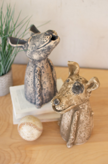 Set Of Two Clay Singing Dogs Kalalou