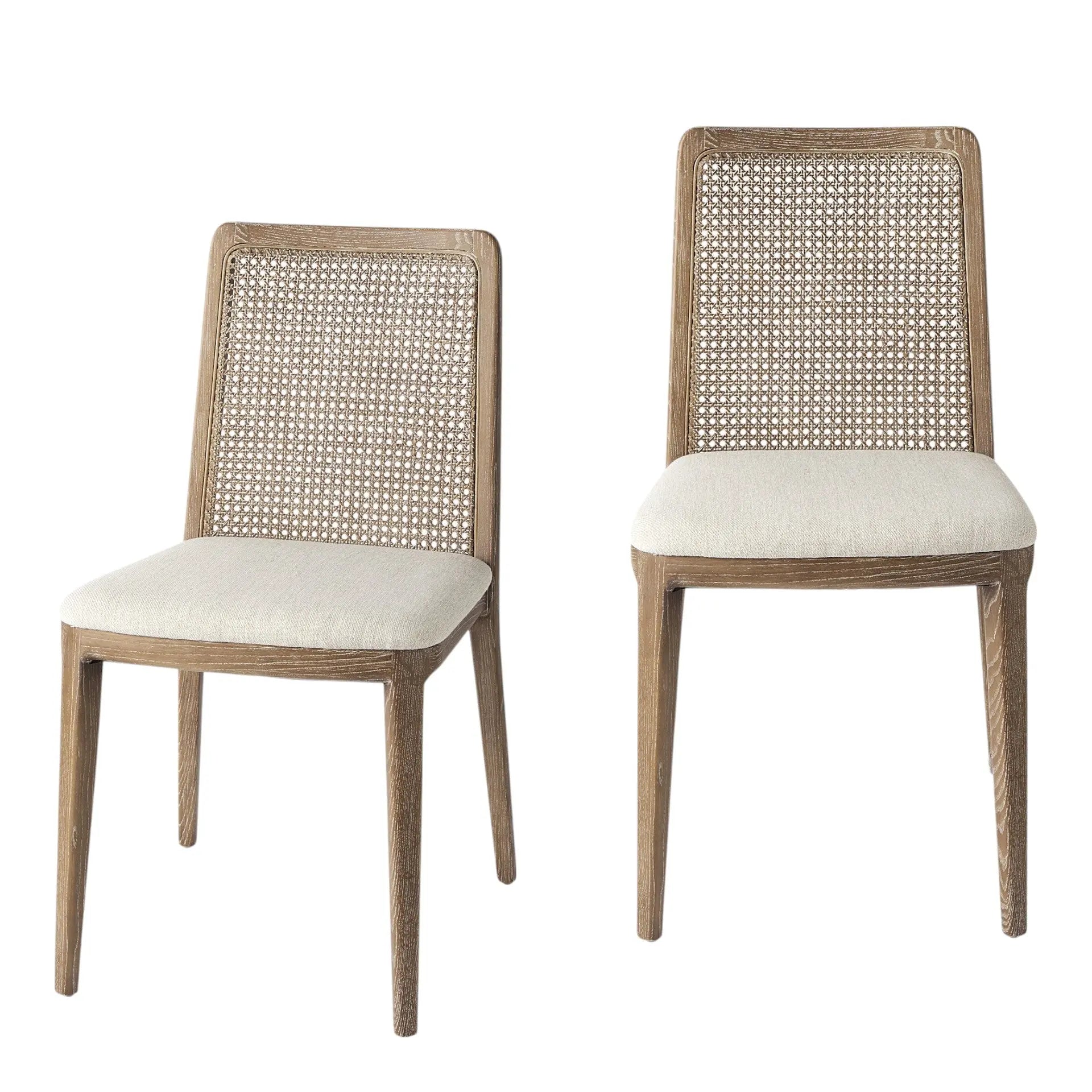 Set Of Two Cream And Brown Upholstered Fabric Cross Back Side Chairs Homeroots Kitchen & Dining