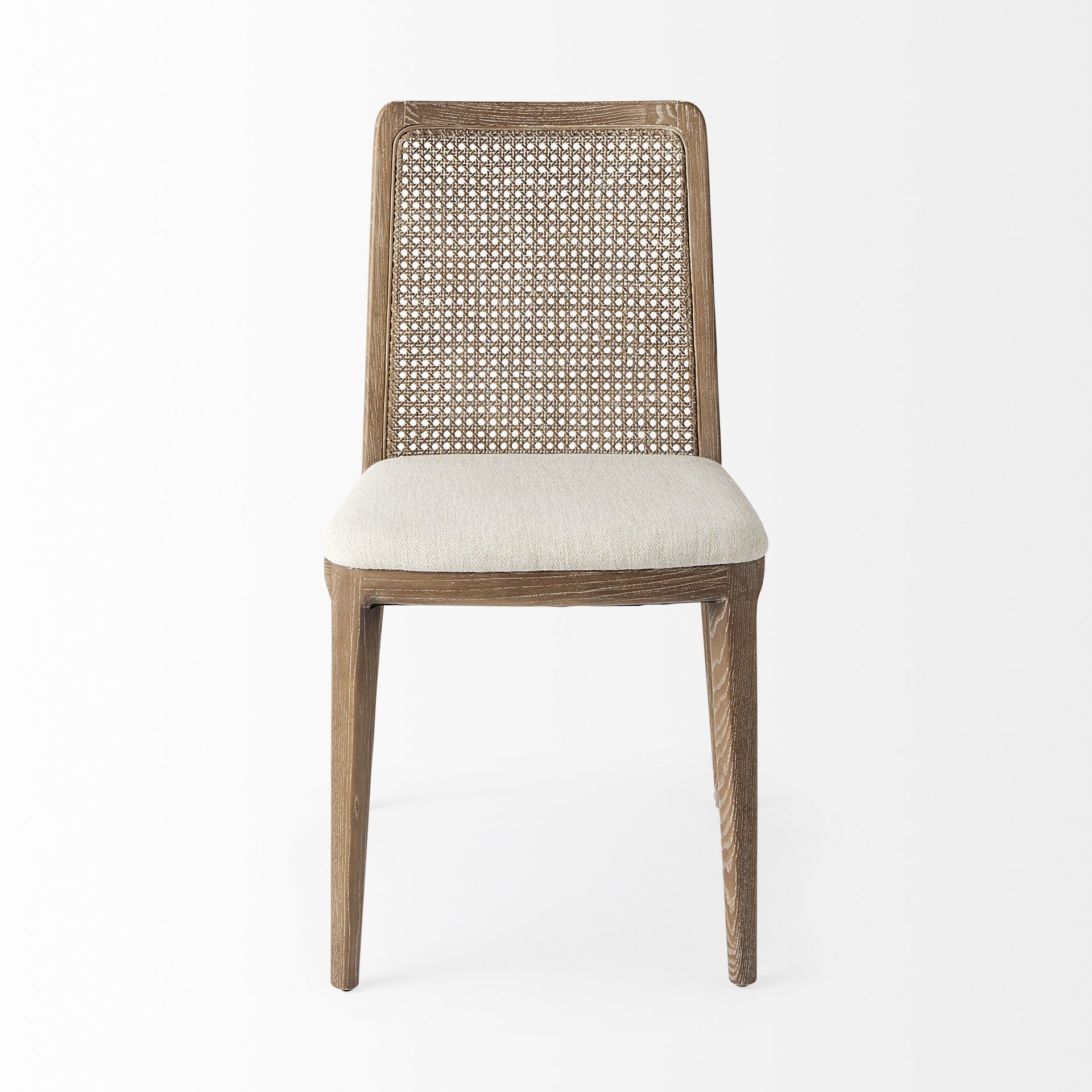 Set Of Two Cream And Brown Upholstered Fabric Cross Back Side Chairs Homeroots Kitchen & Dining